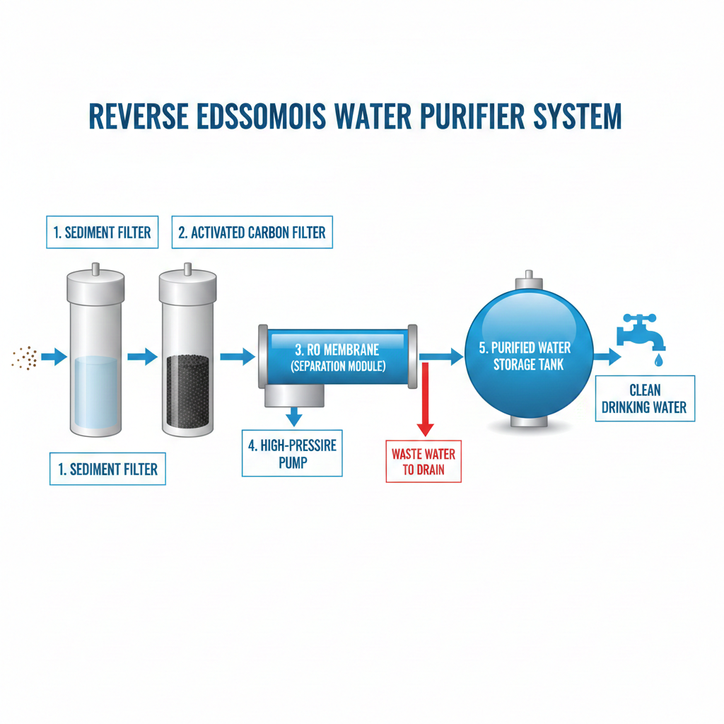 RO water purifier working process diagram