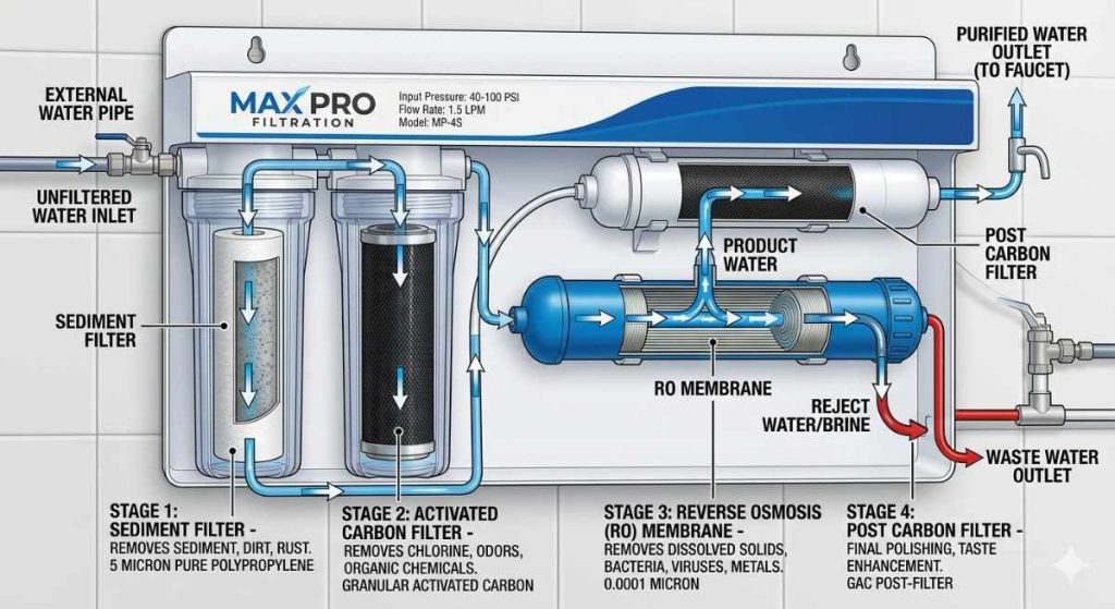 how RO water purifier filtration system works
