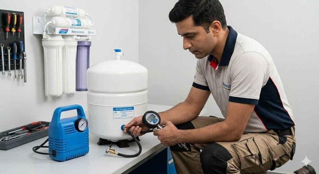 technician checking pressure