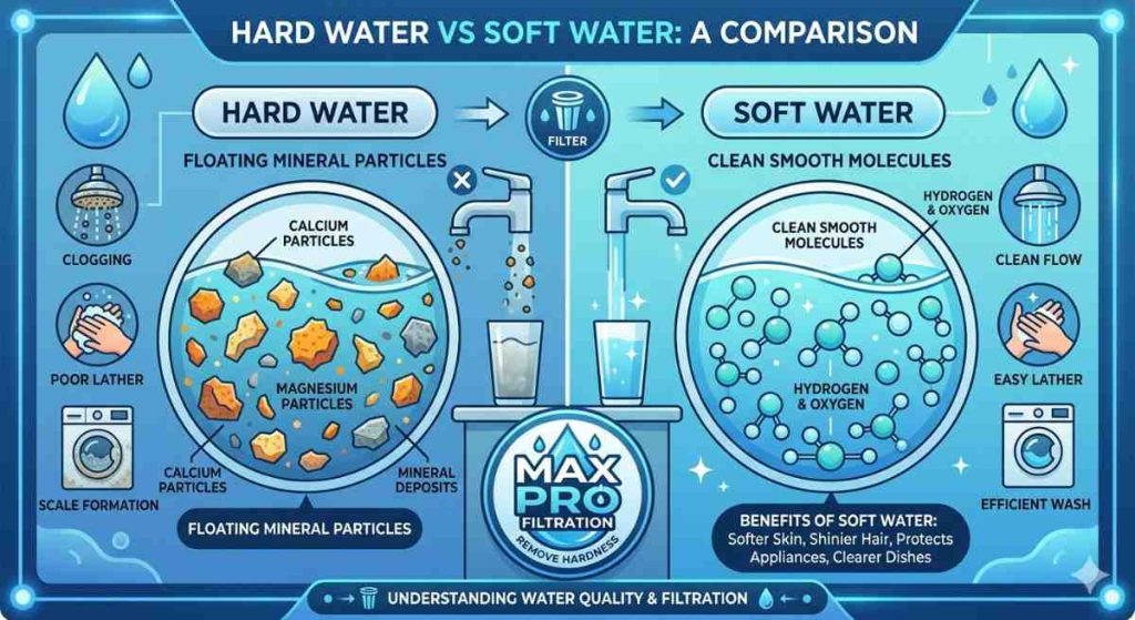 hard water vs soft water comparison illustration