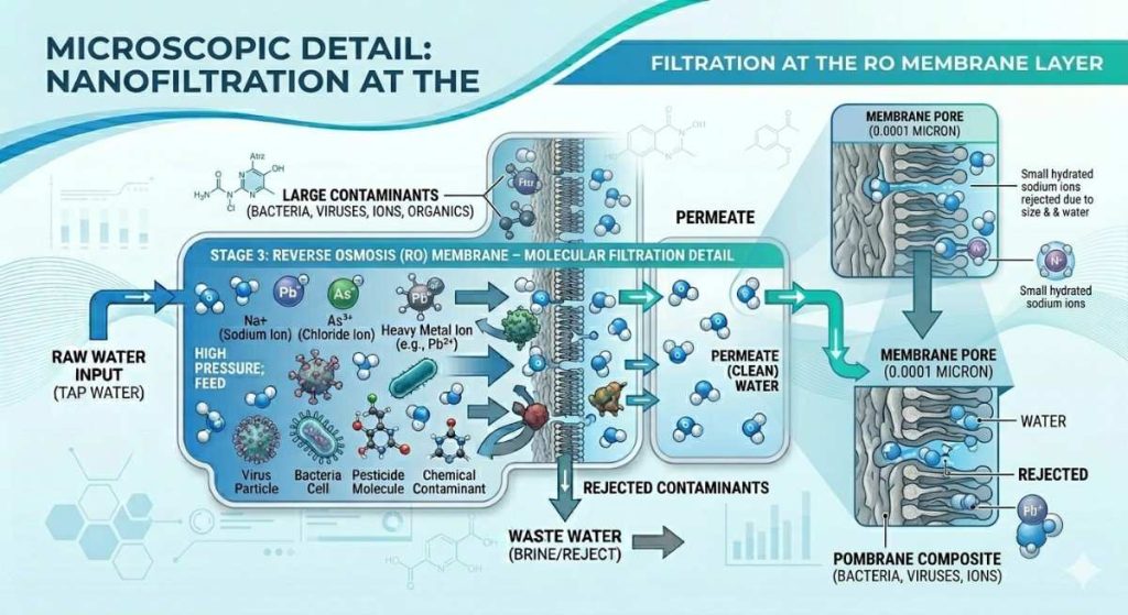 RO membrane filtration removing contaminants